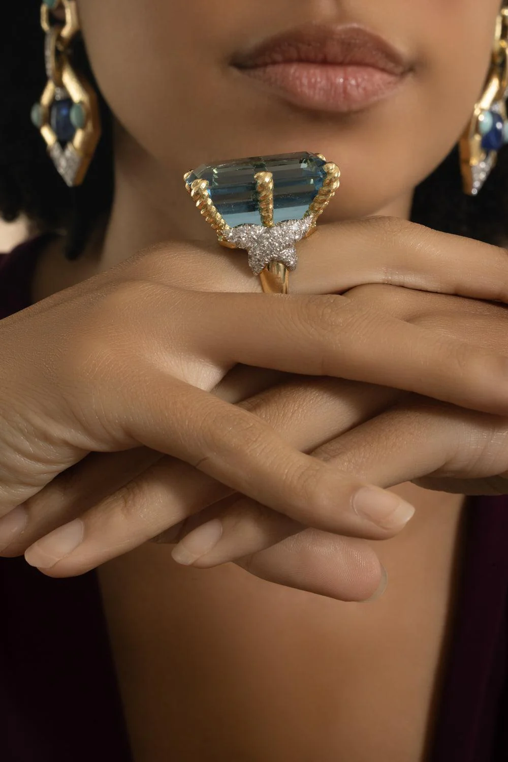 Aquamarine Diamond Couture Ring - Image 4