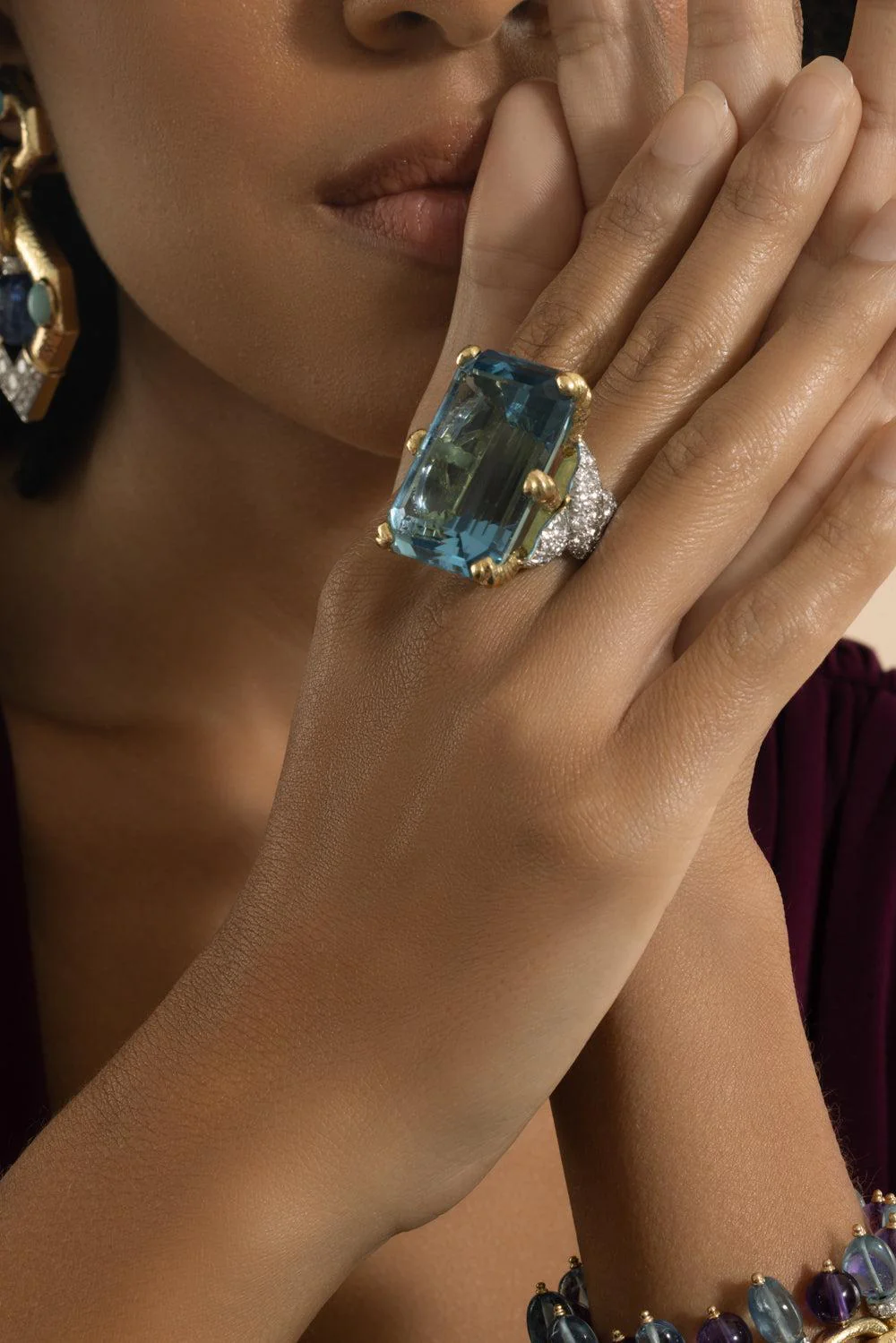 Aquamarine Diamond Couture Ring - Image 5