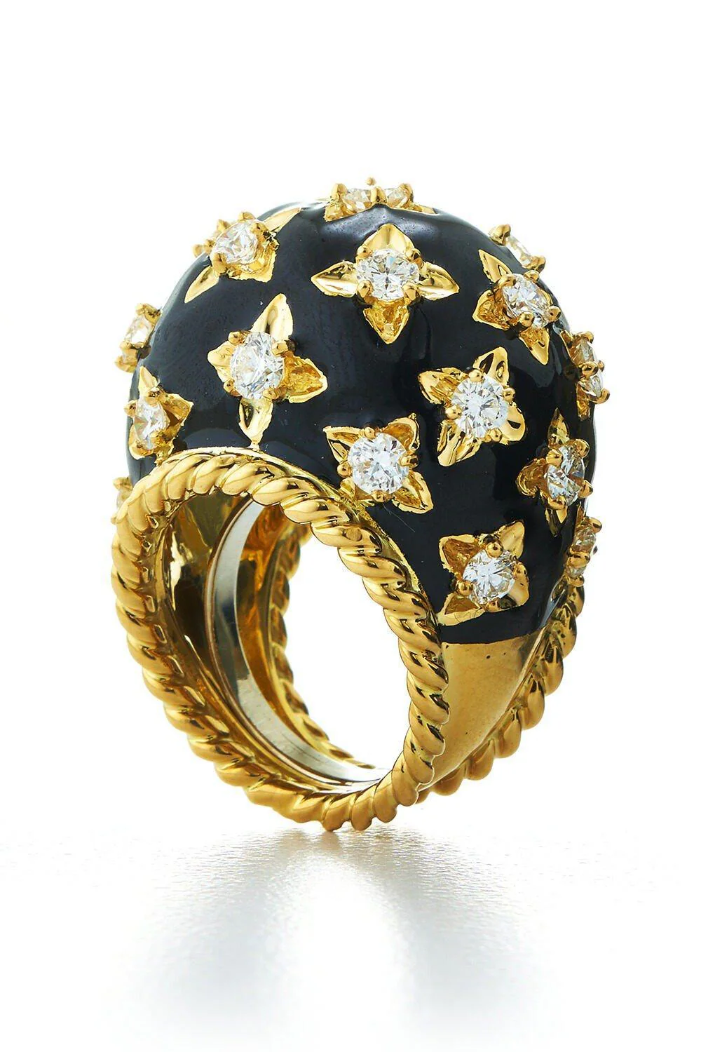Black Enamel Star Ring