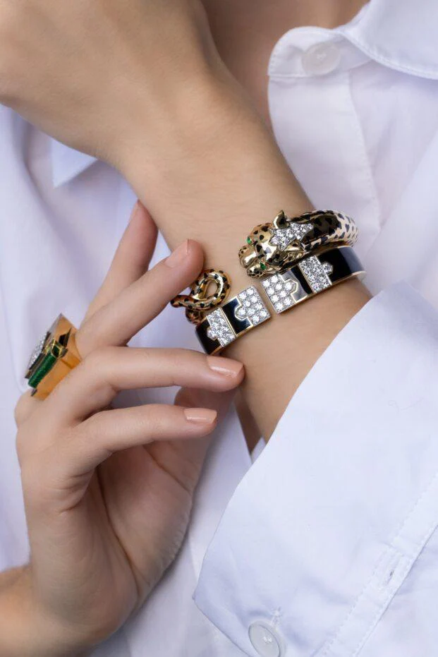 Black Leopard Loop Tail Cuff Bracelet - Image 5