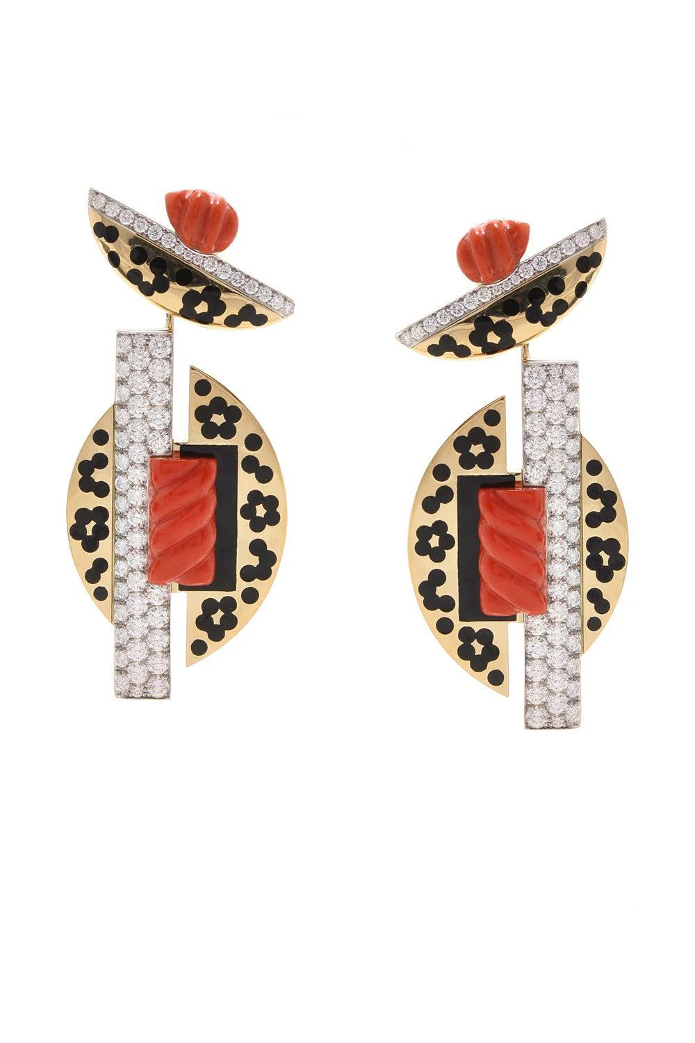 Black Leopard Spot Deco Earrings