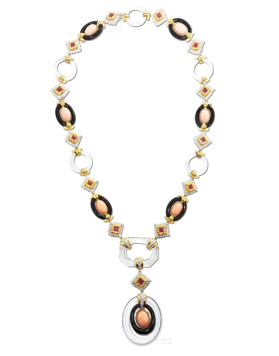 Cabochon Angelskin Coral Cross River Necklace