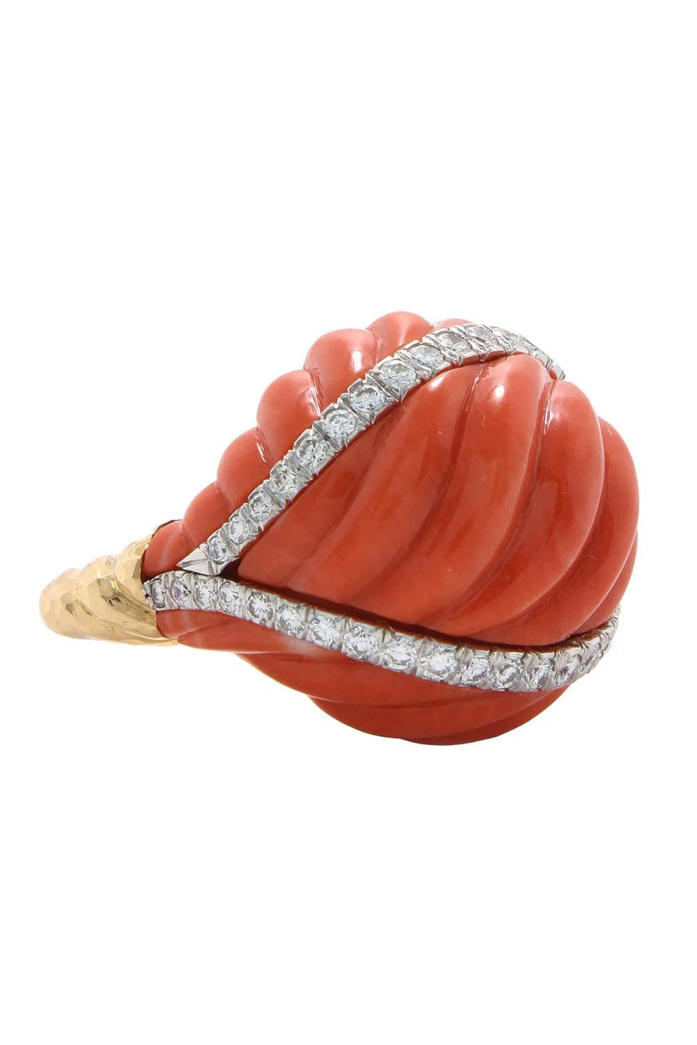 Coral Diamond Dome Ring
