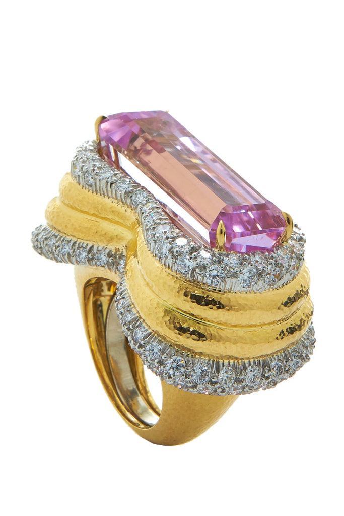Kunzite Diamond Couture Ring
