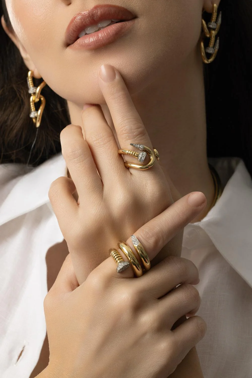 Diamond Bent Nail Ring - Image 2