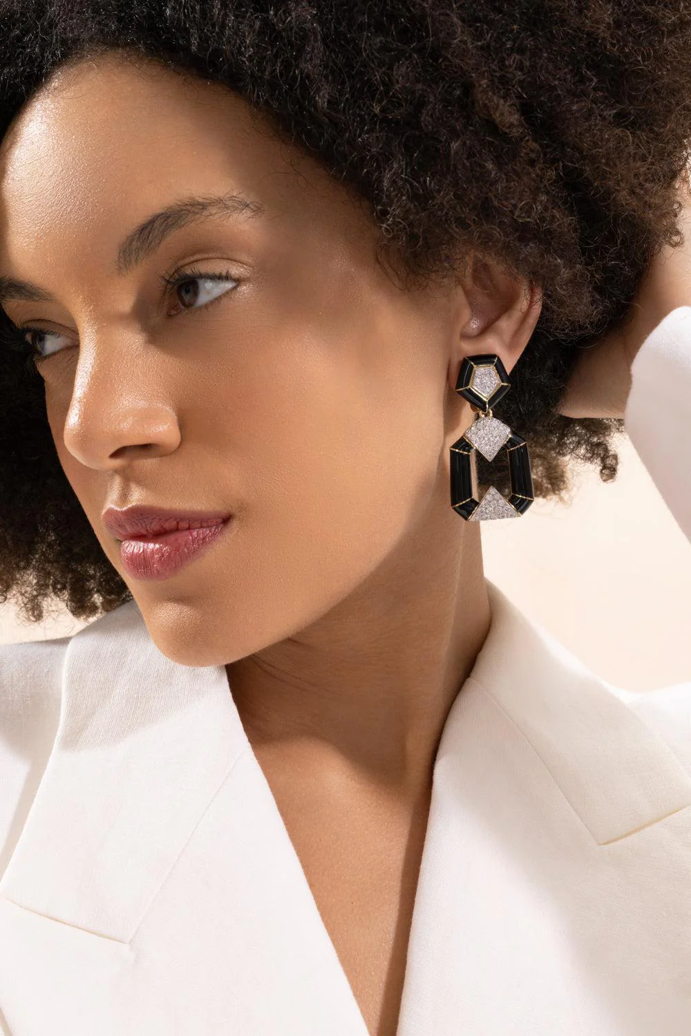 Diamond Black Bamboo Earrings - Image 3