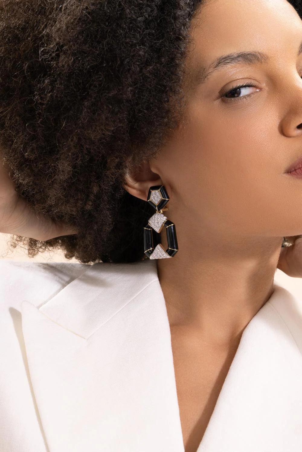 Diamond Black Bamboo Earrings - Image 4