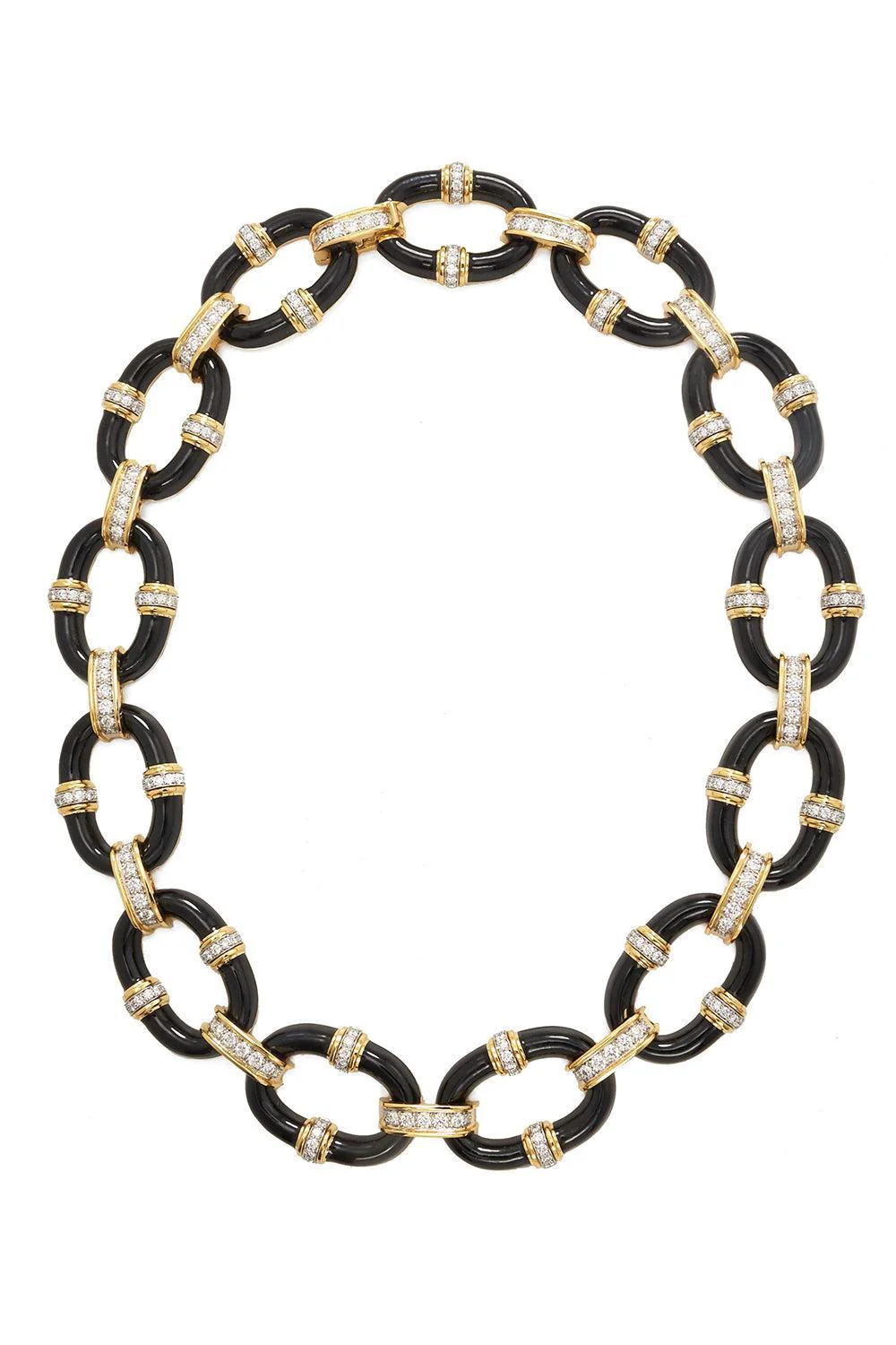 Diamond Black Oval Link Necklace