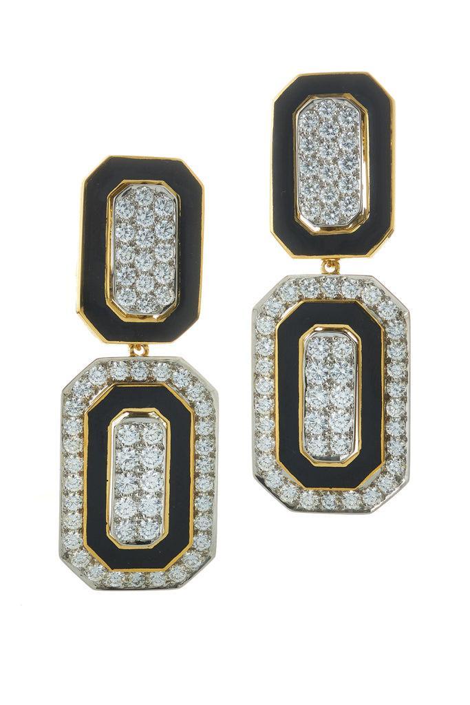 Diamond Black Tuxedo Earrings