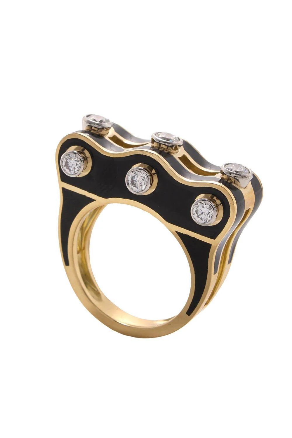 Diamond Black Wave Studlette Ring
