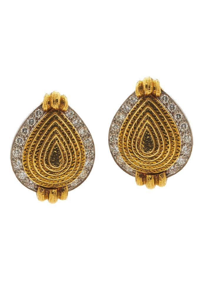 Diamond Concentric Pear Earrings