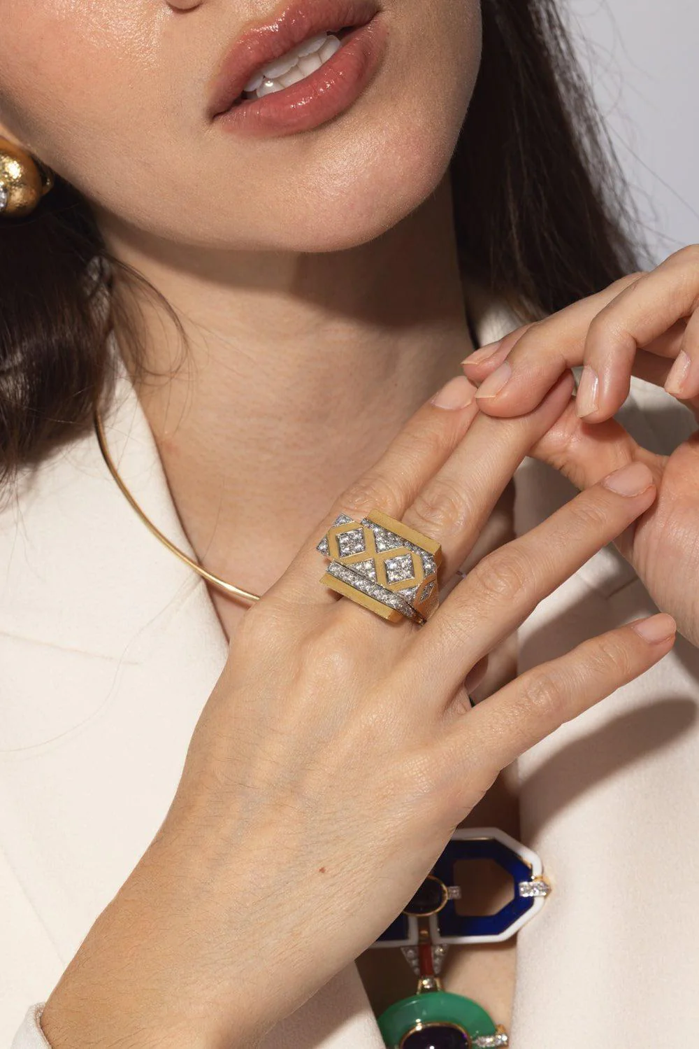 Diamond Cross Beam Ring - Image 4