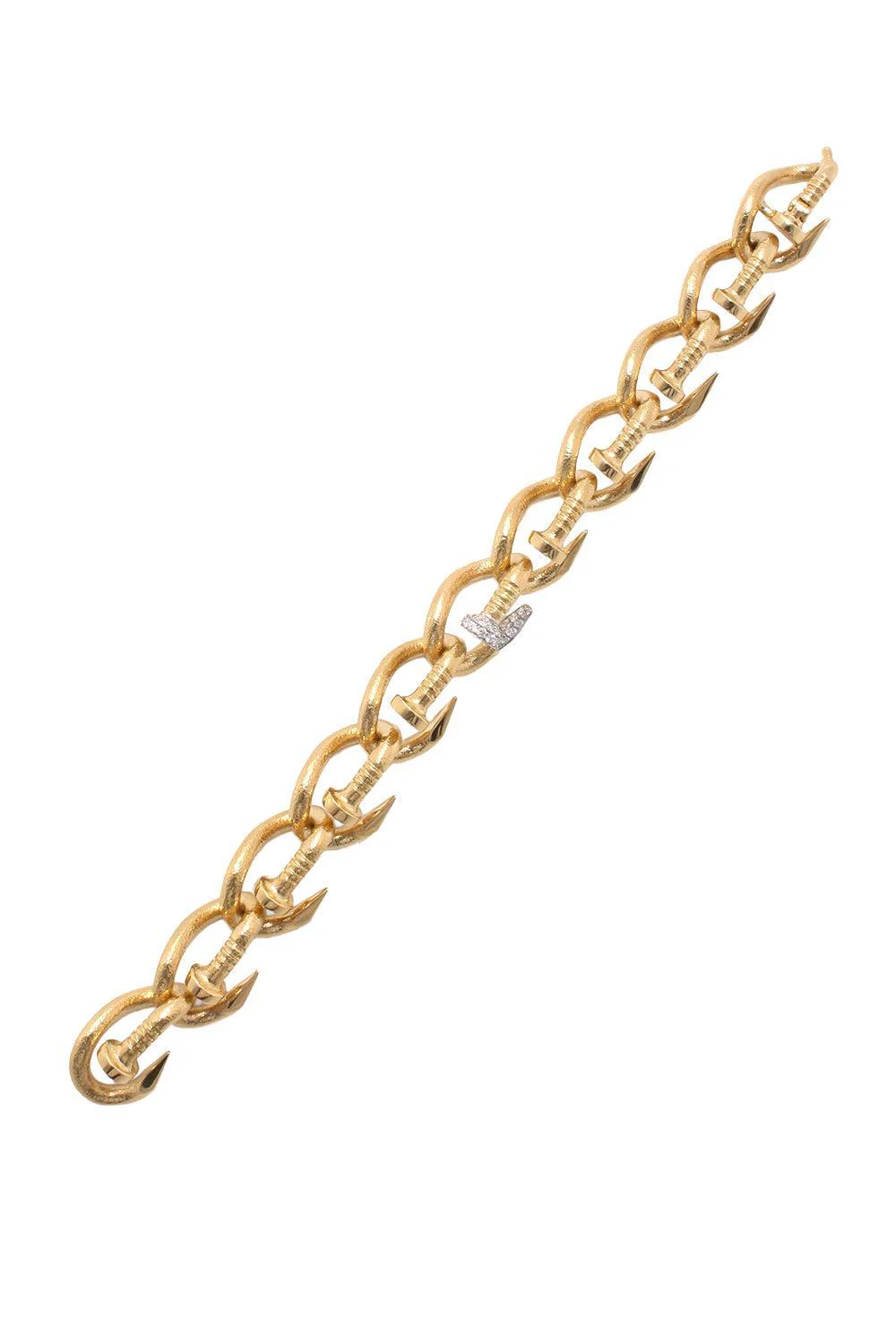 Diamond Hammered Bent Nail Link Bracelet