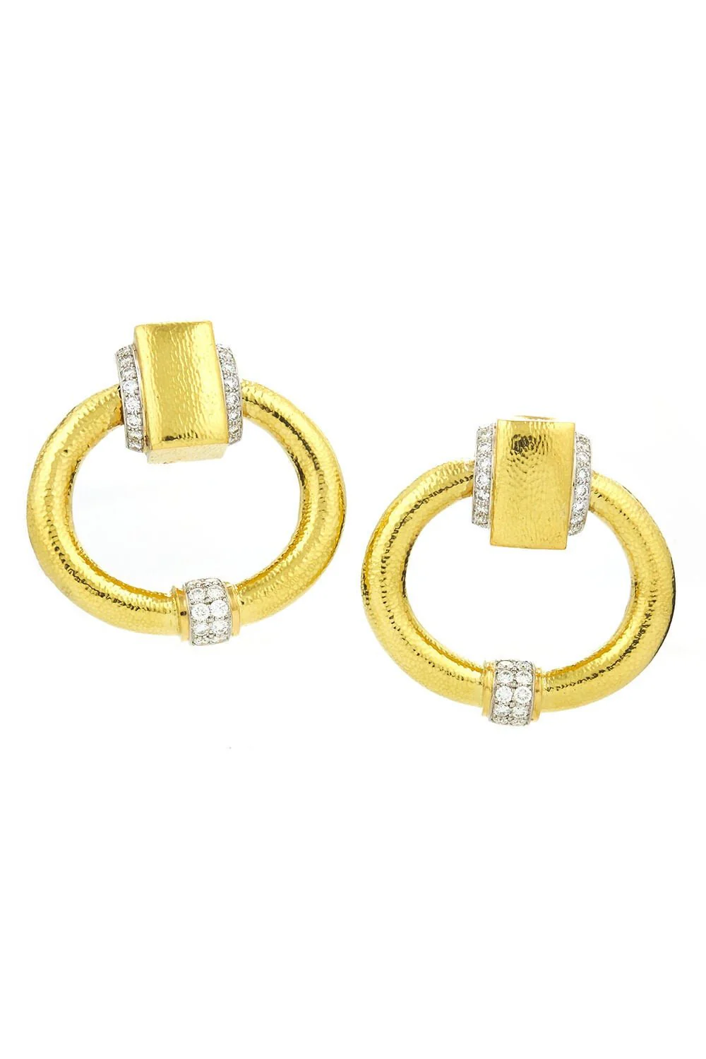 Diamond Hammered Doorknocker Earrings
