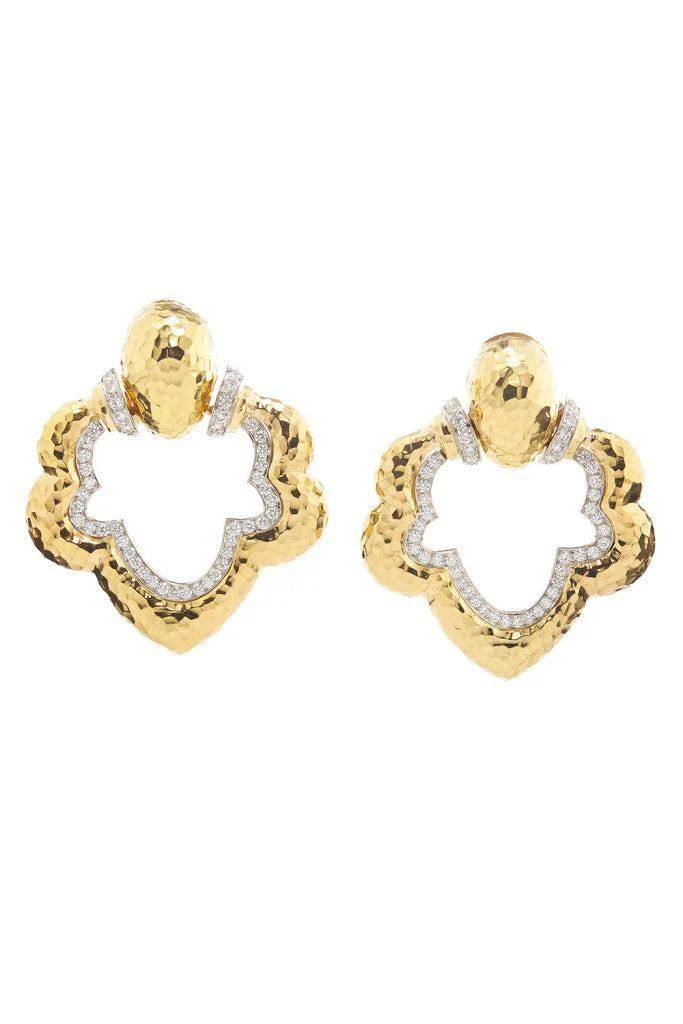Diamond Hammered Gothic Doorknocker Earrings