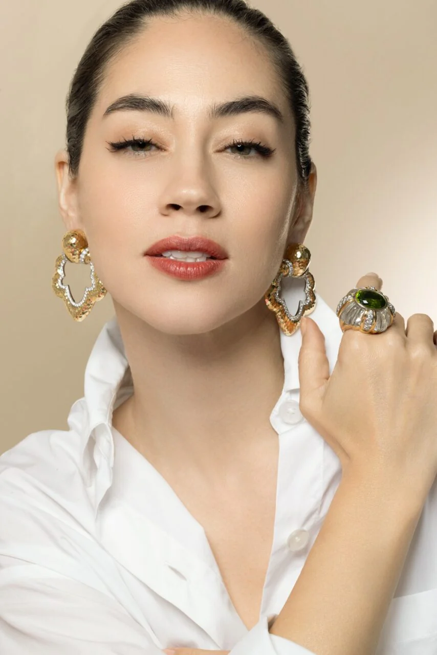 Diamond Hammered Gothic Doorknocker Earrings - Image 3