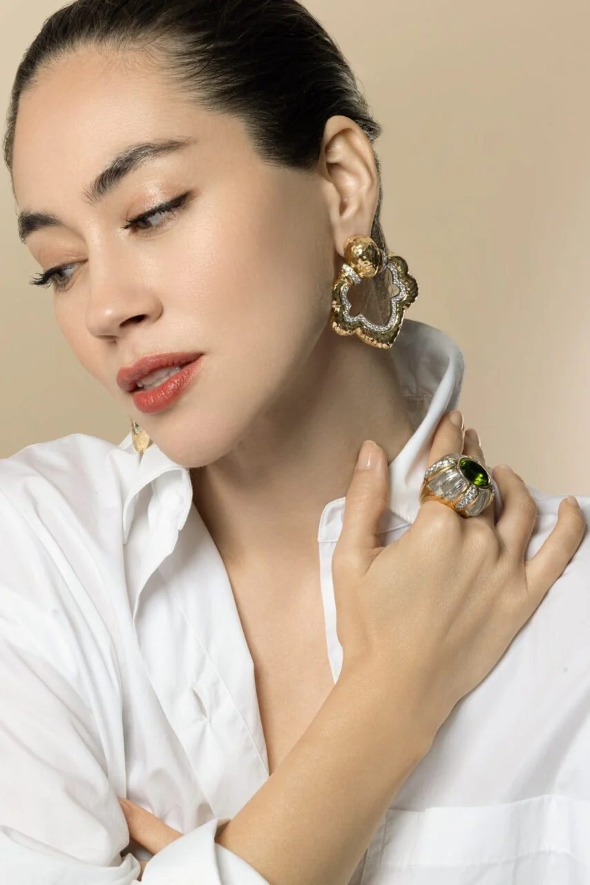 Diamond Hammered Gothic Doorknocker Earrings - Image 4