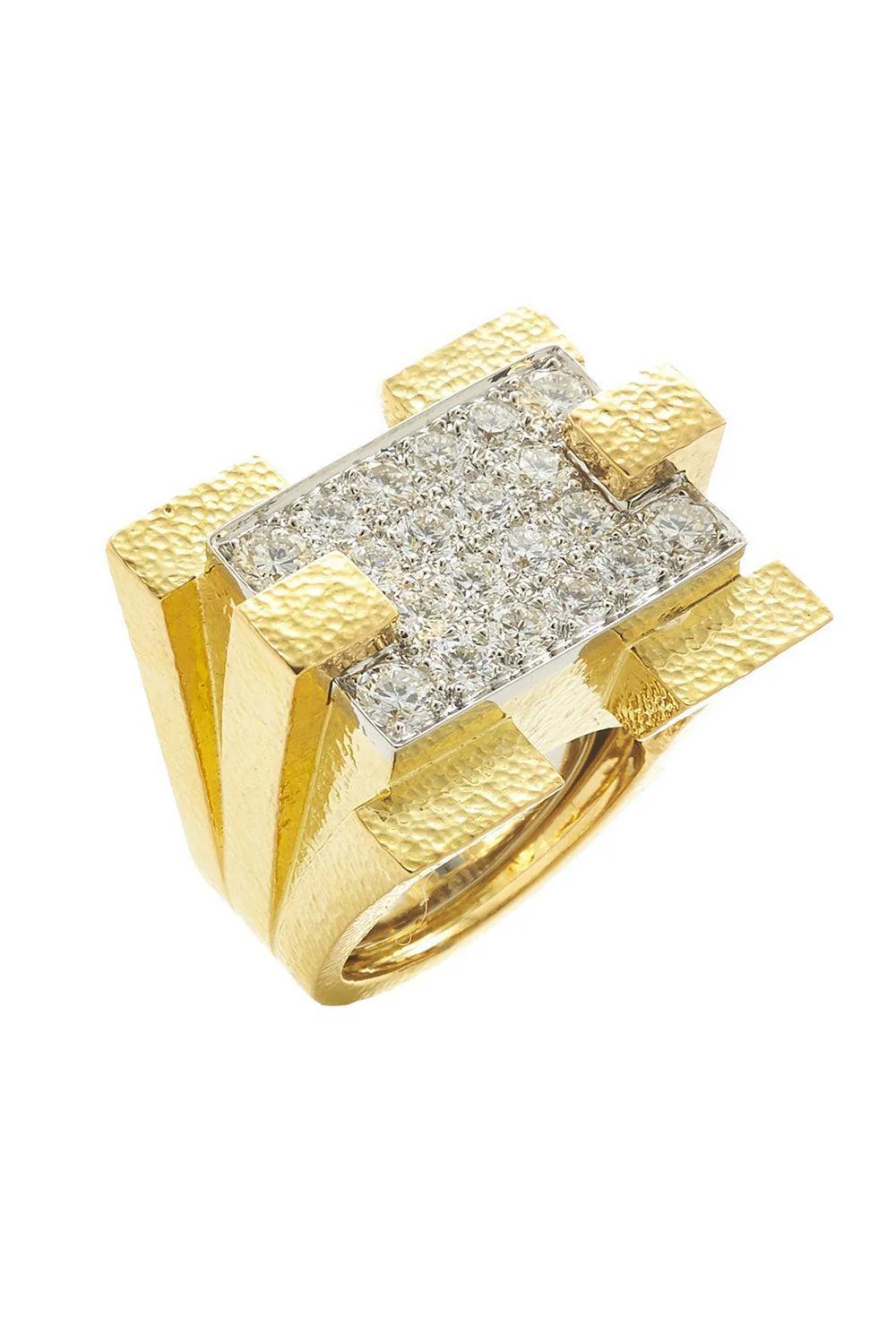 Diamond Hammered Scaffold Ring