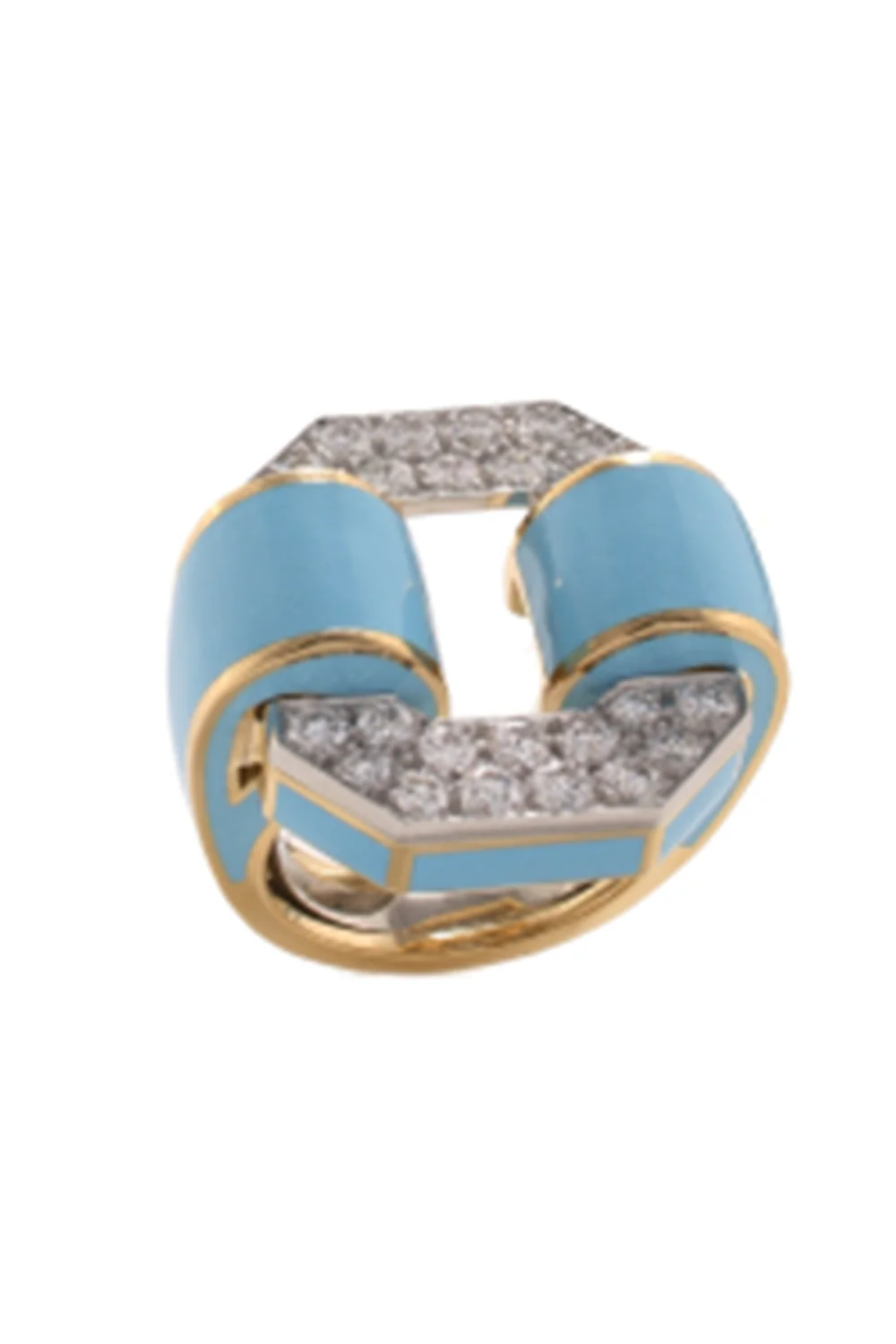 Diamond Small Light Blue Buckle Ring