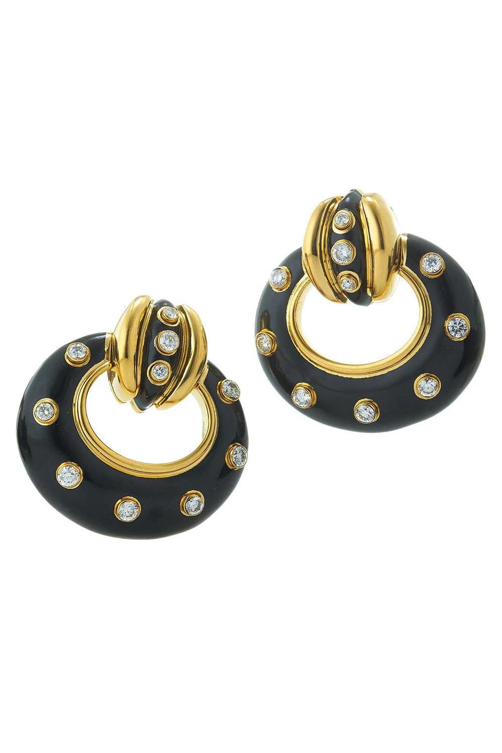 Diamond Stud Doorknocker Earrings