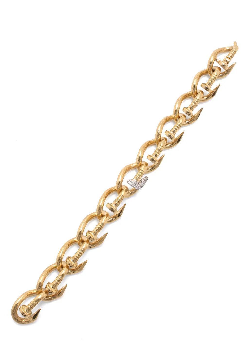Diamond Tip Hammered Bent Nail Link Bracelet