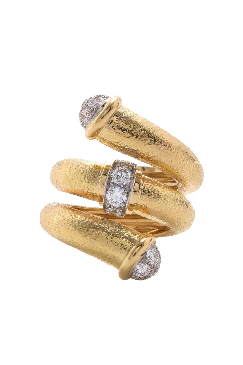 Diamond Tip Hammered Pipe Ring