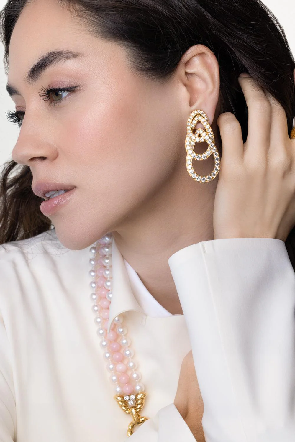 Diamond Triple Deck Earrings - Image 4