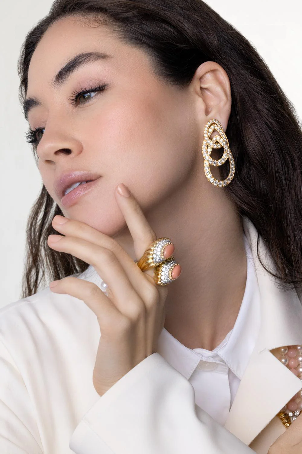 Diamond Triple Deck Earrings - Image 5