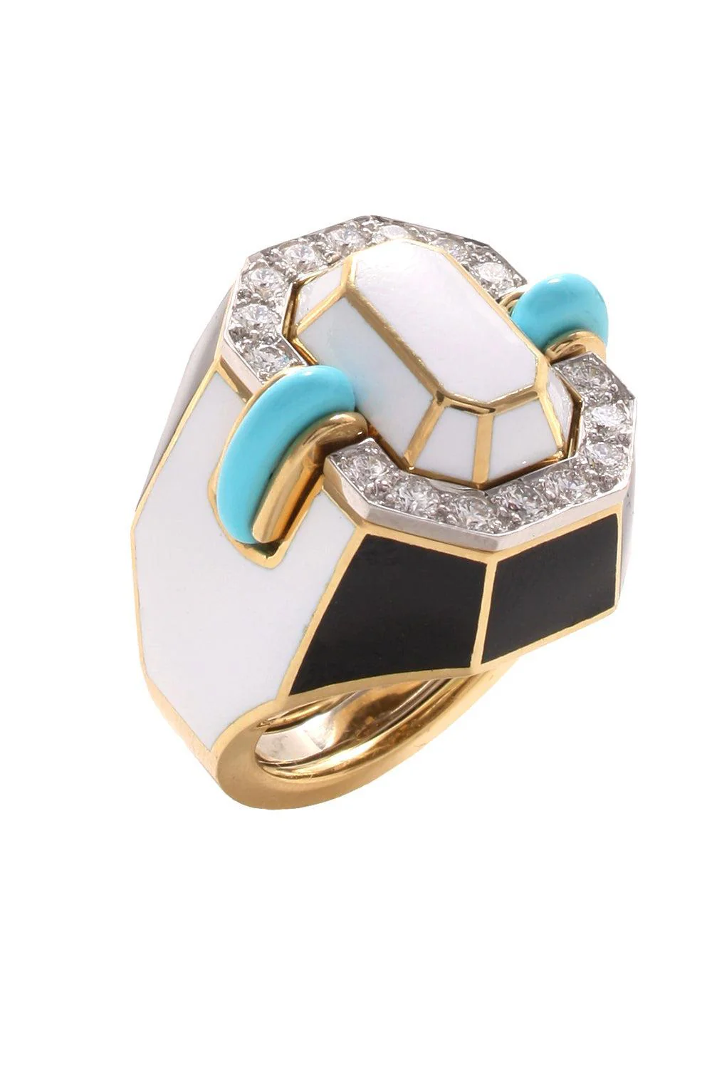 Diamond Turquoise White Small Facet Ring