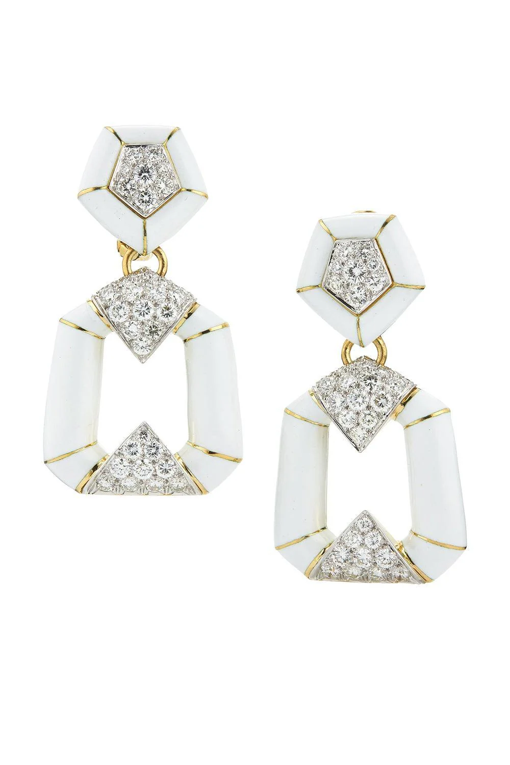 Diamond White Bamboo Earrings