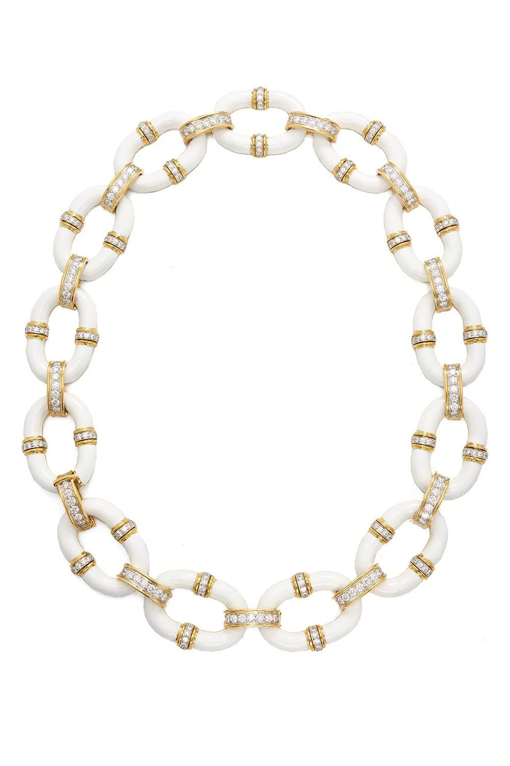 Diamond White Oval Link Necklace
