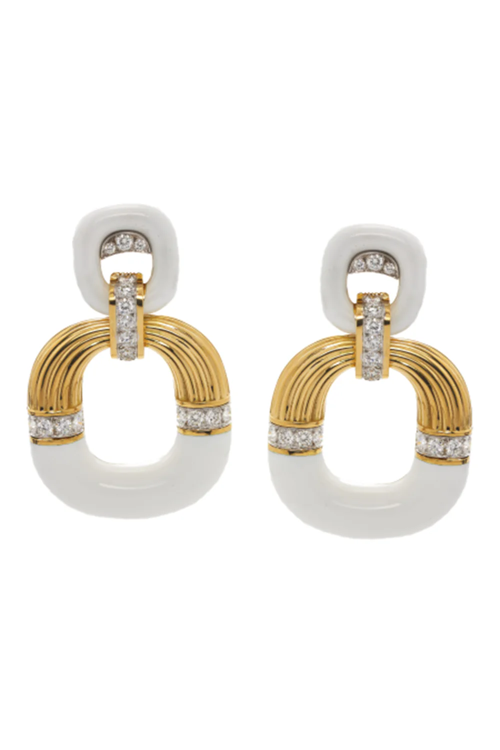Diamond White Radiator Hoop Earrings