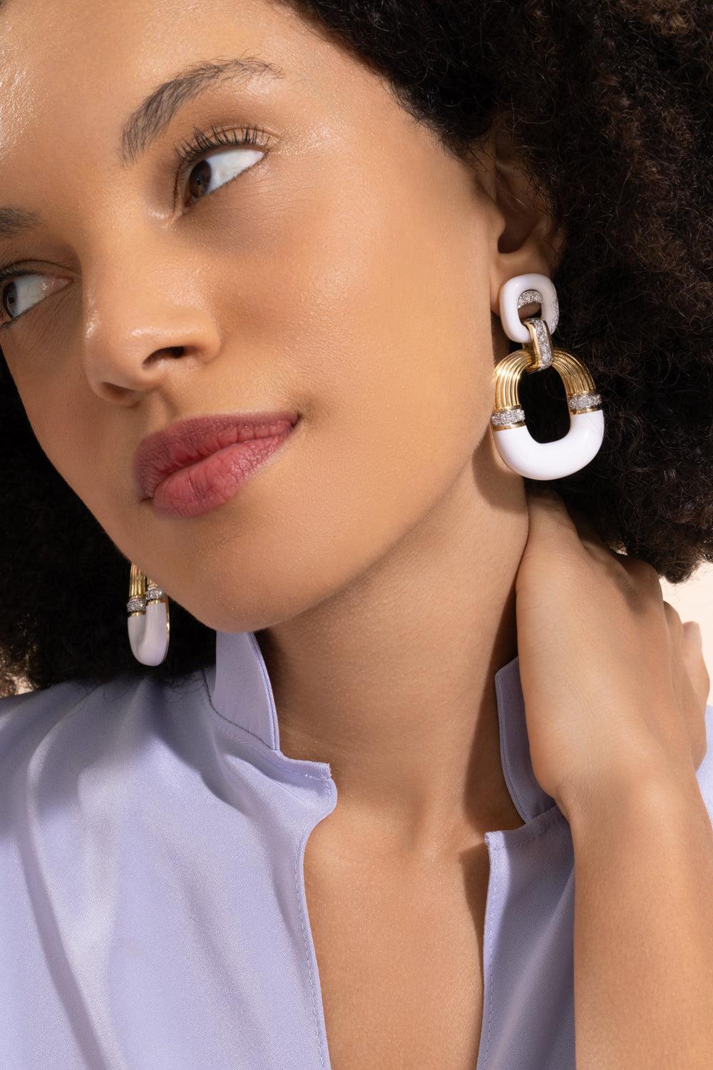Diamond White Radiator Hoop Earrings - Image 2