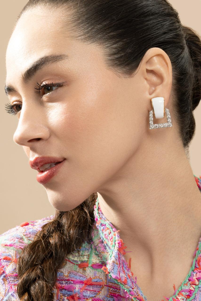 Diamond White Single Strap Earrings - Image 2
