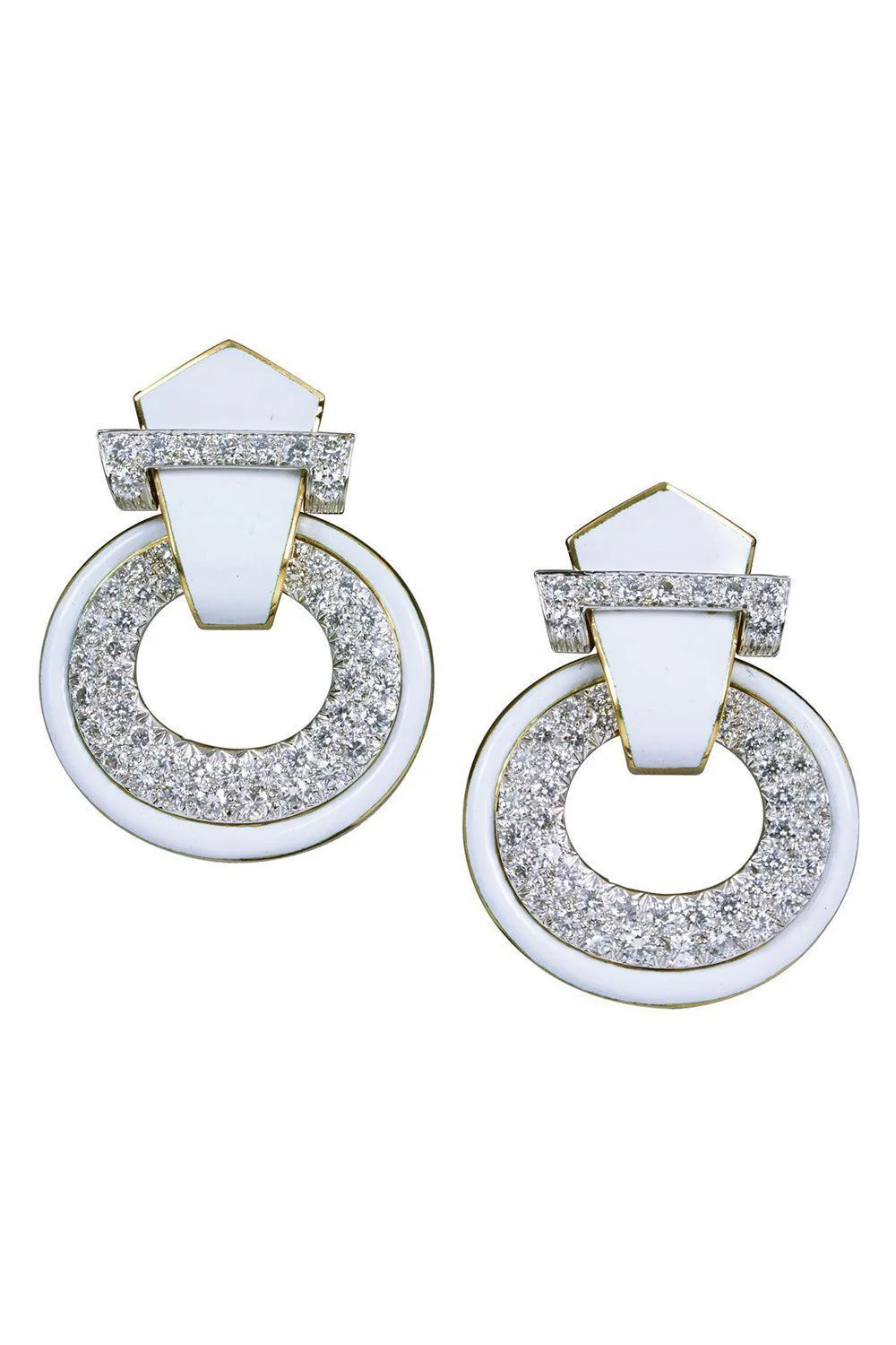 Diamond White Strap Doorknocker Earrings