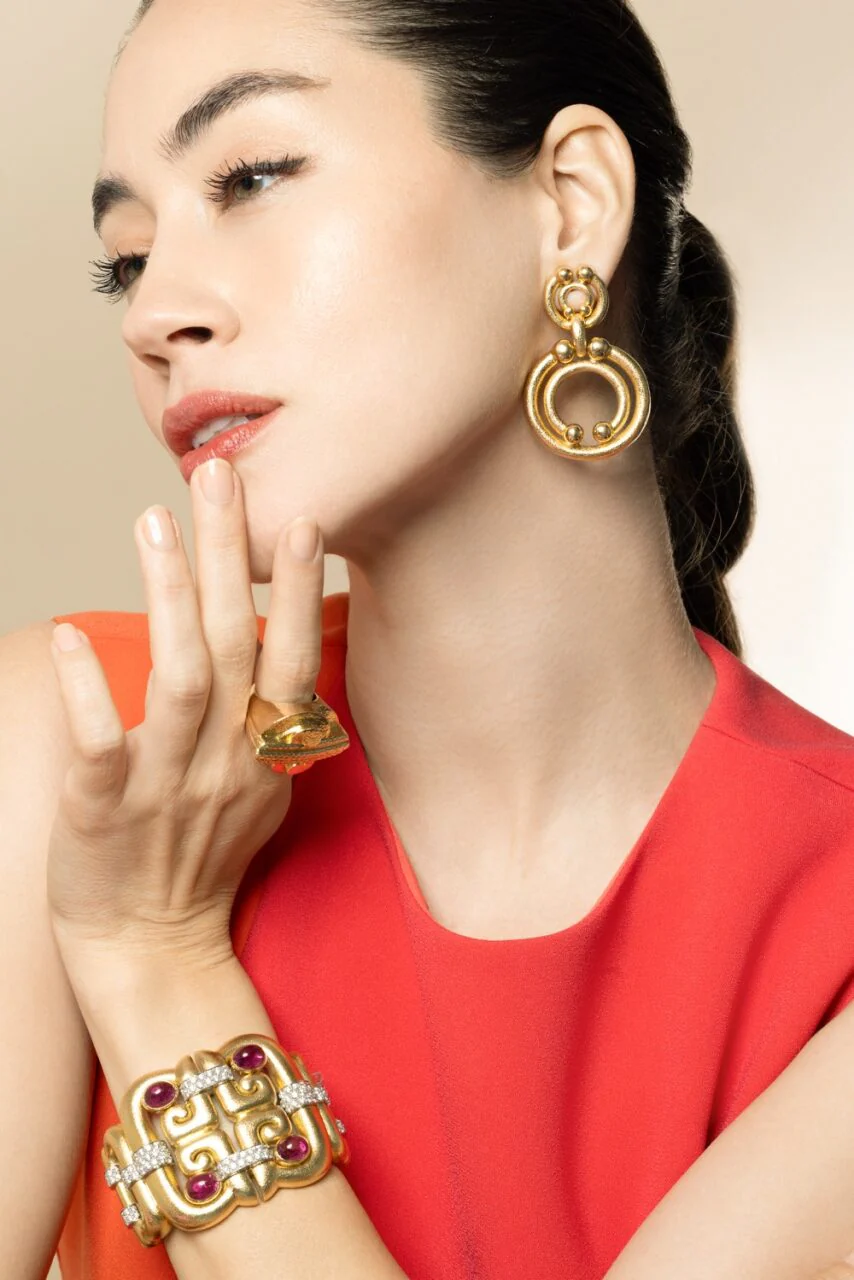 Dotted Hammered Doorknock Earrings - Image 4