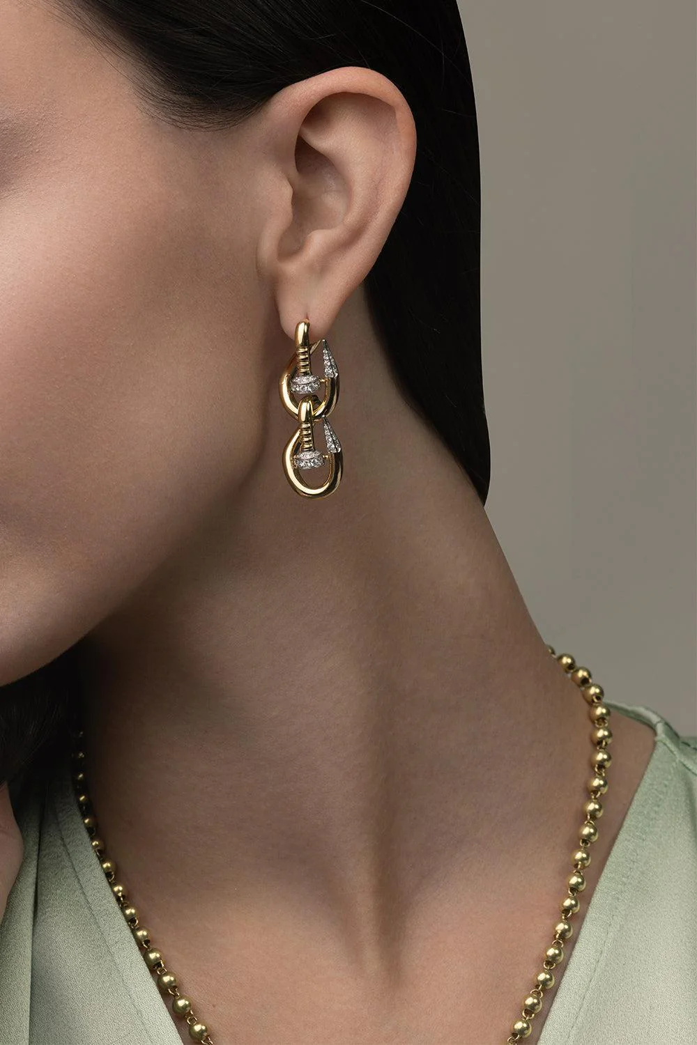 Double Bent Nail Diamond Earrings - Image 3