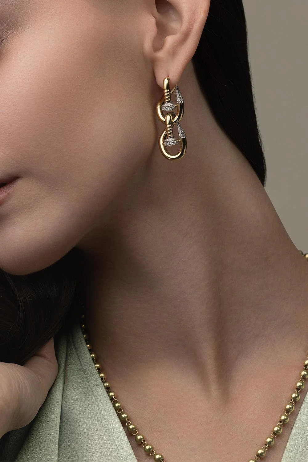 Double Bent Nail Diamond Earrings - Image 4