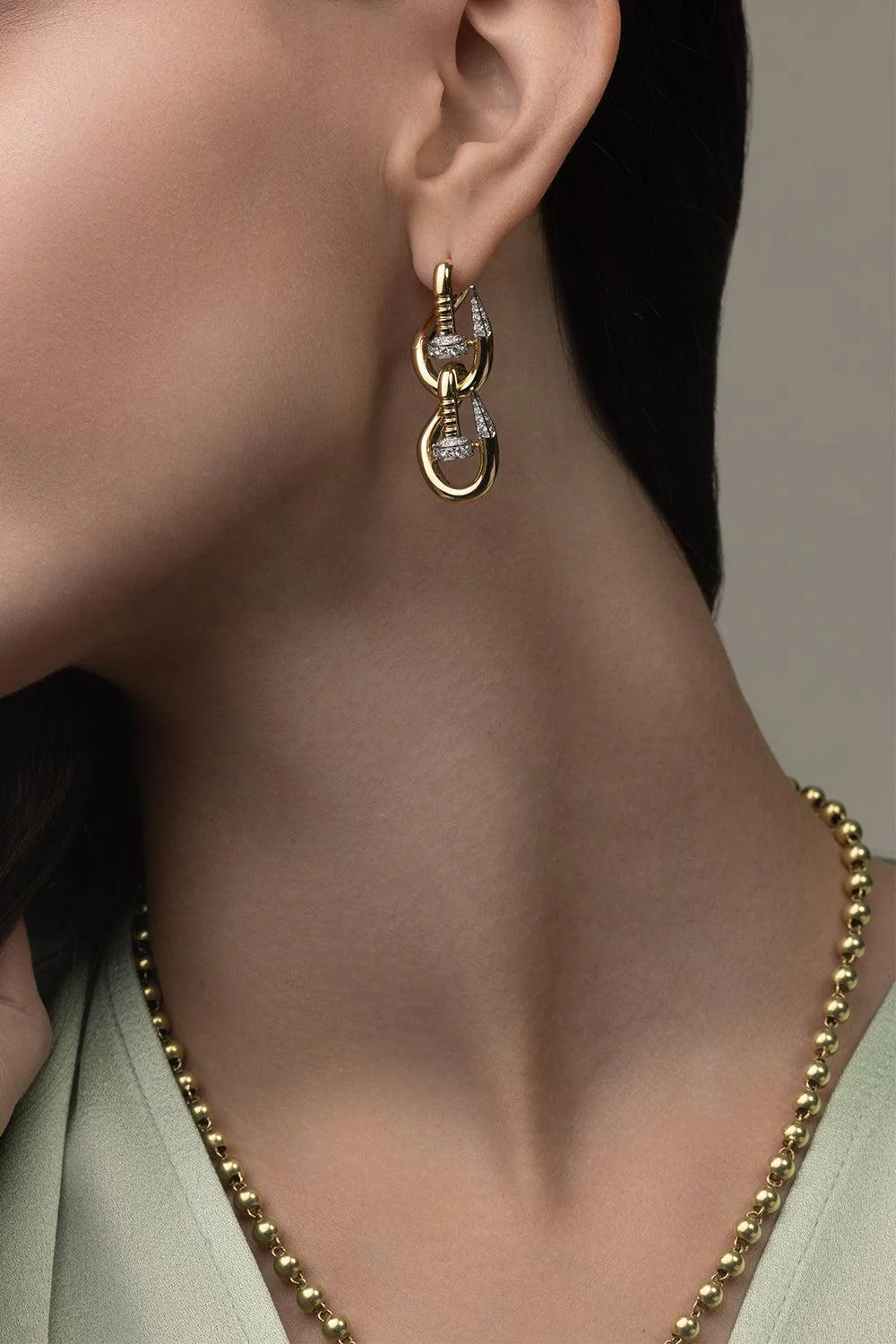 Double Bent Nail Diamond Earrings - Image 5