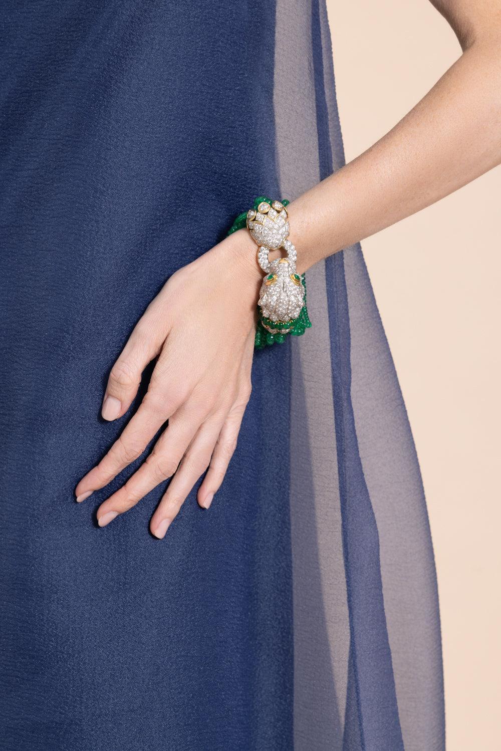 Emerald Diamond Elizabeth Taylor Lion Bracelet - Image 3