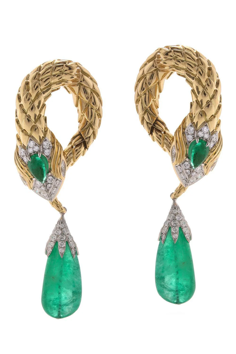 Emerald Snake Drop Earrings