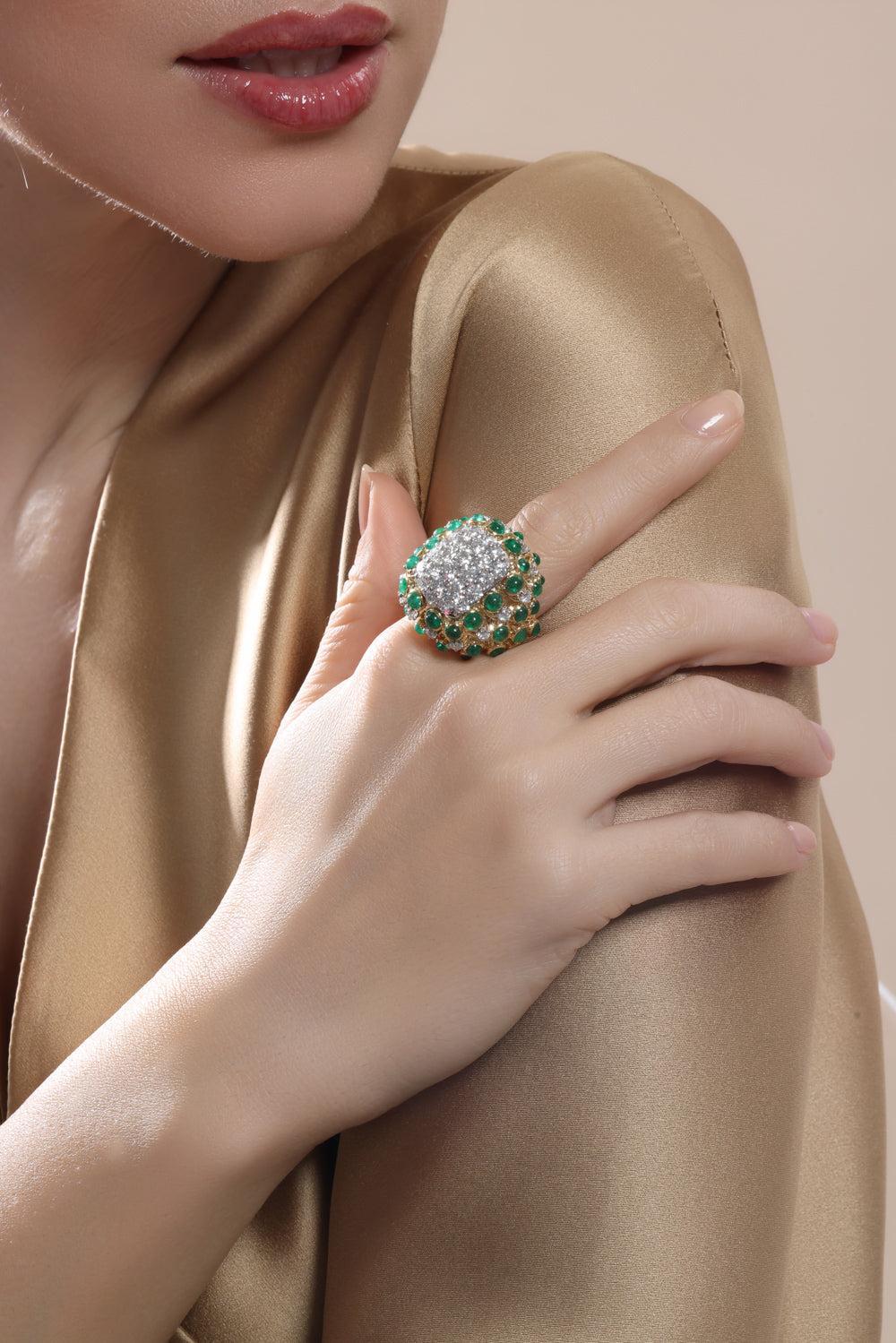 Emerald Step Cut Tiered Ring - Image 3