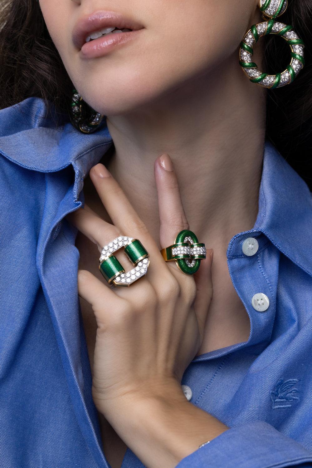 Green Candy Stripe Earrings - Image 6
