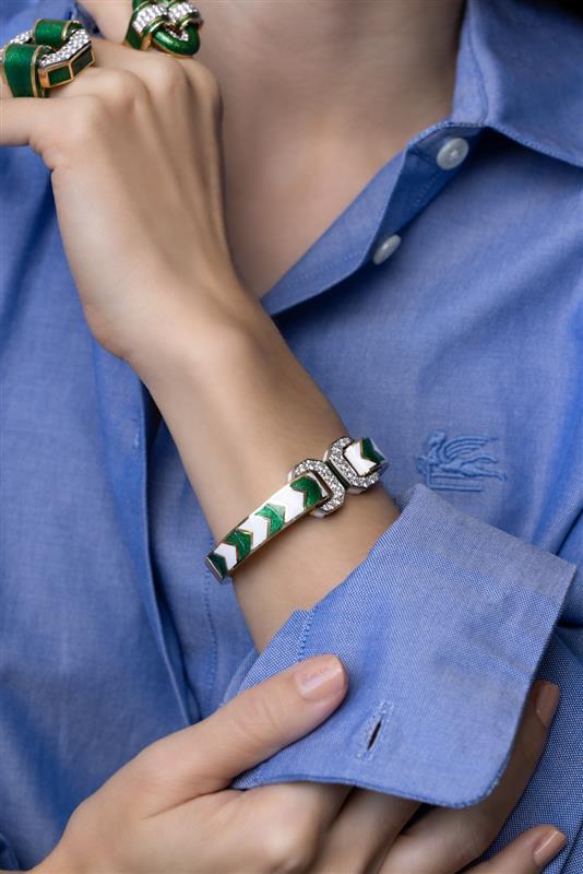 Green Chevron Double Buckle Bracelet - Image 4