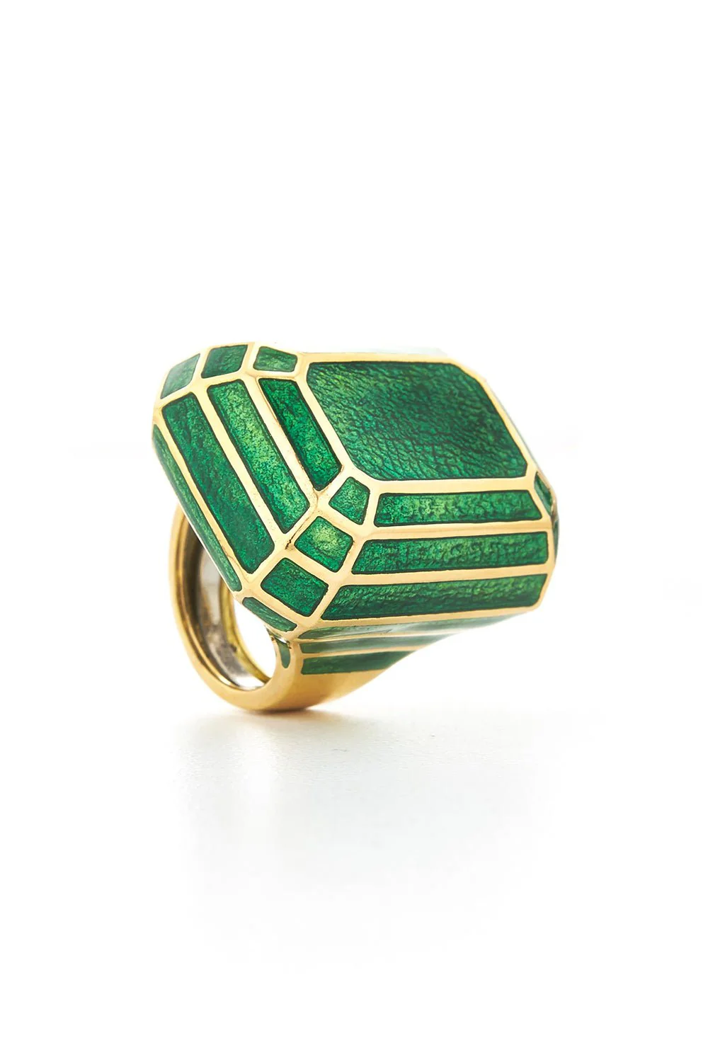 Green Enamel Solitaire Ring