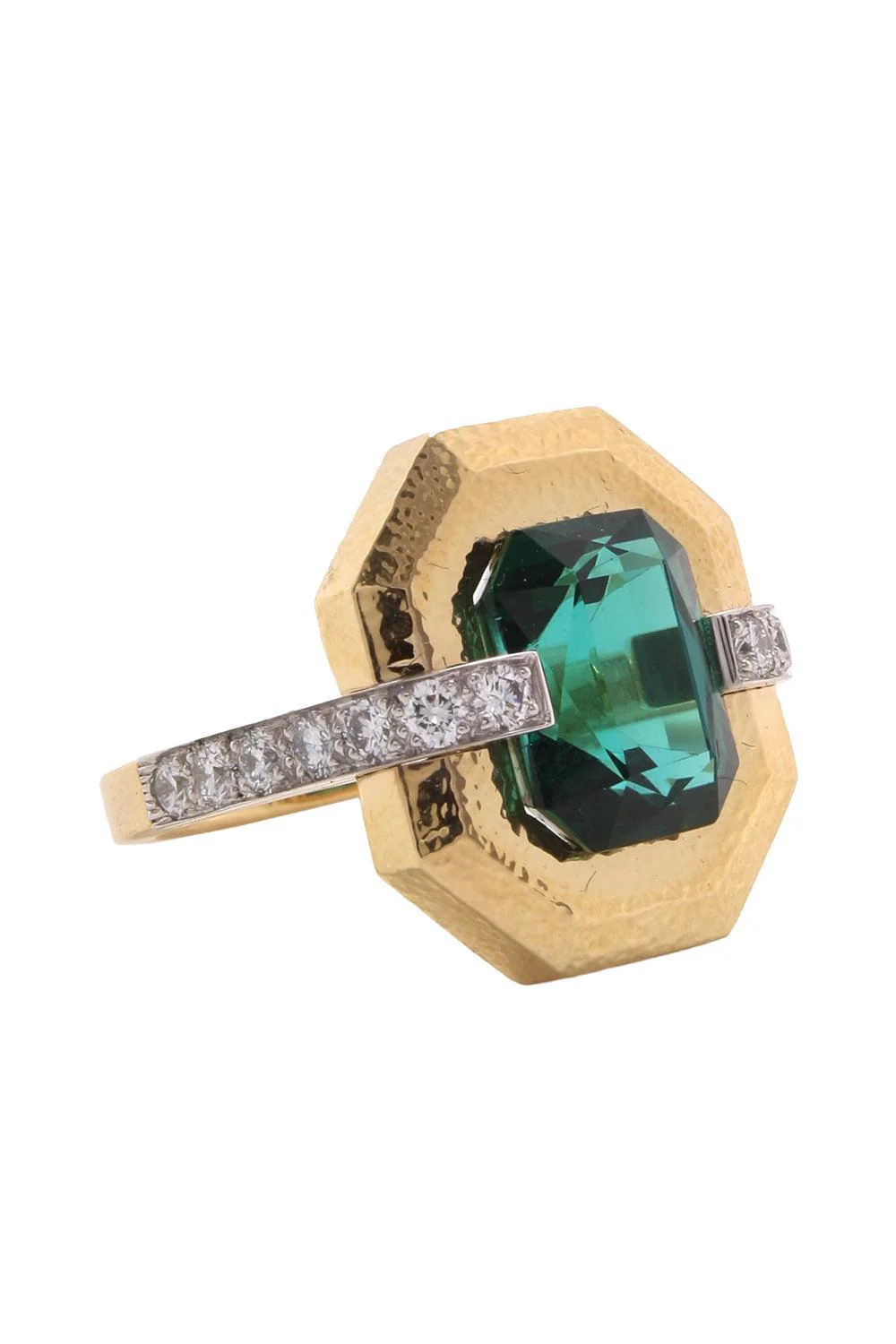 Green Tourmaline Diamond Avenue Ring