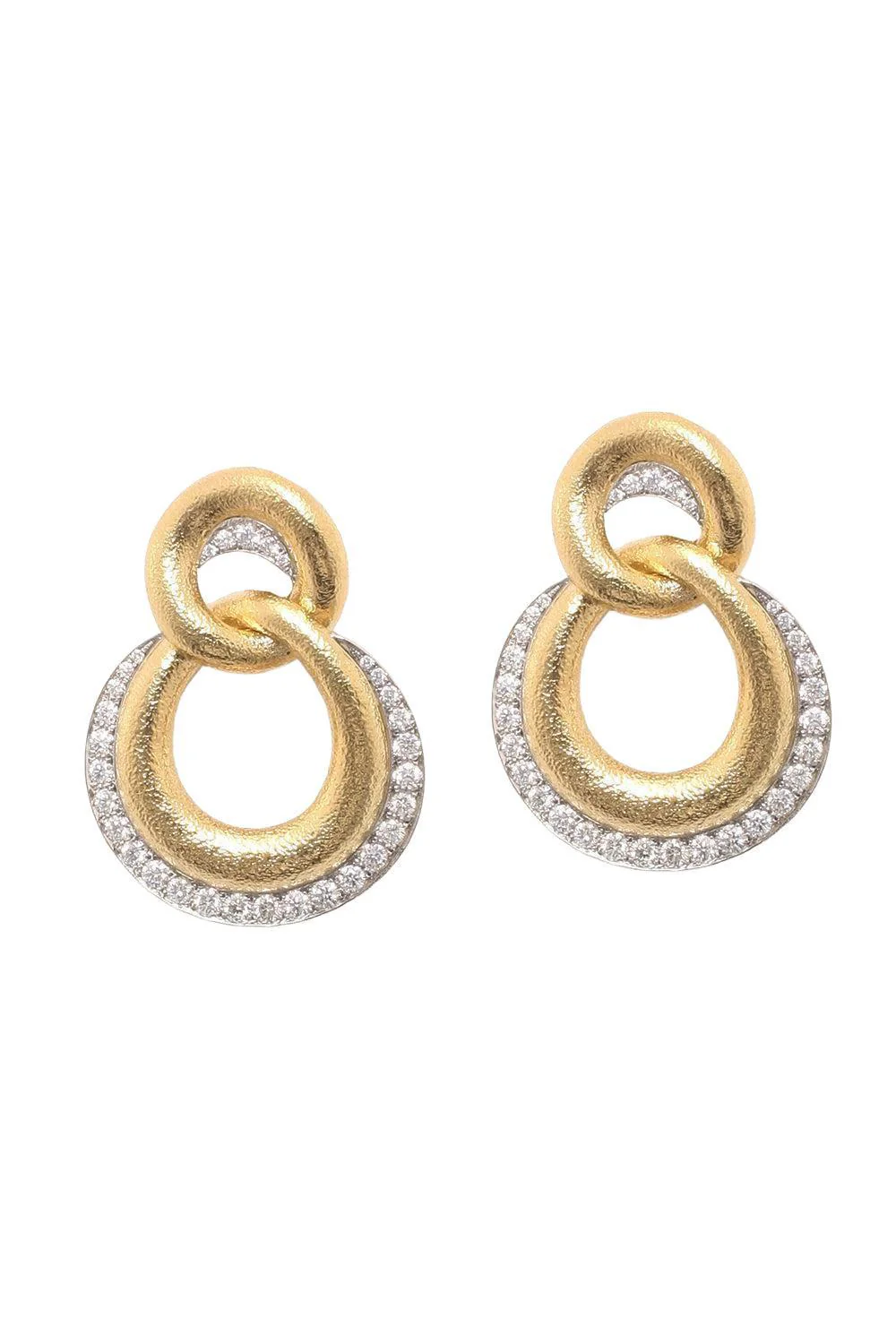 Hammered Diamond Double Link Earrings