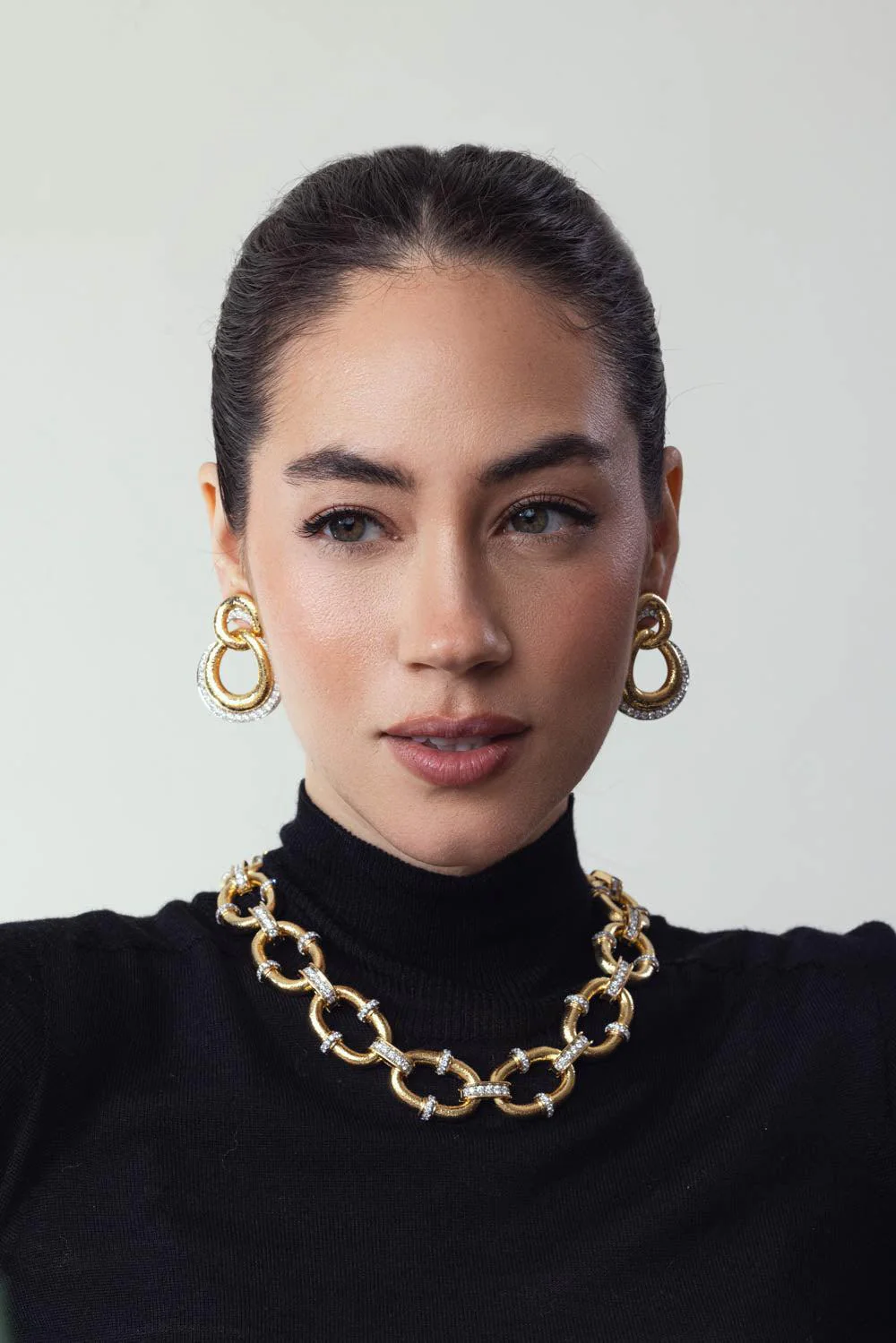 Hammered Diamond Double Link Earrings - Image 2
