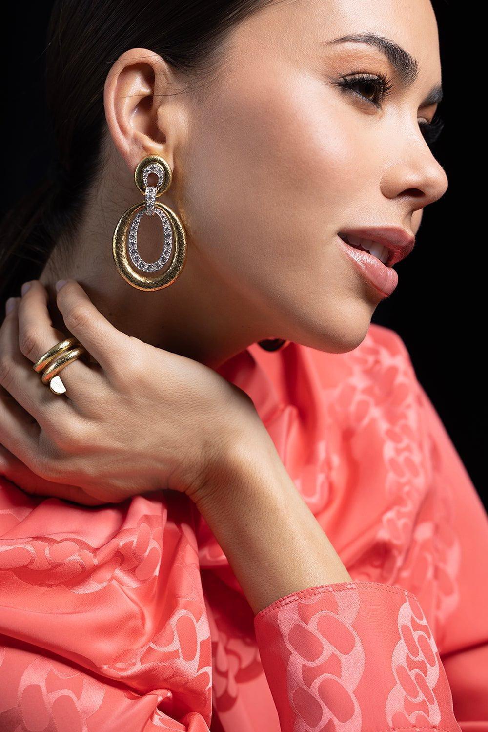 Hammered Double Oval Madison Earrings - Image 2