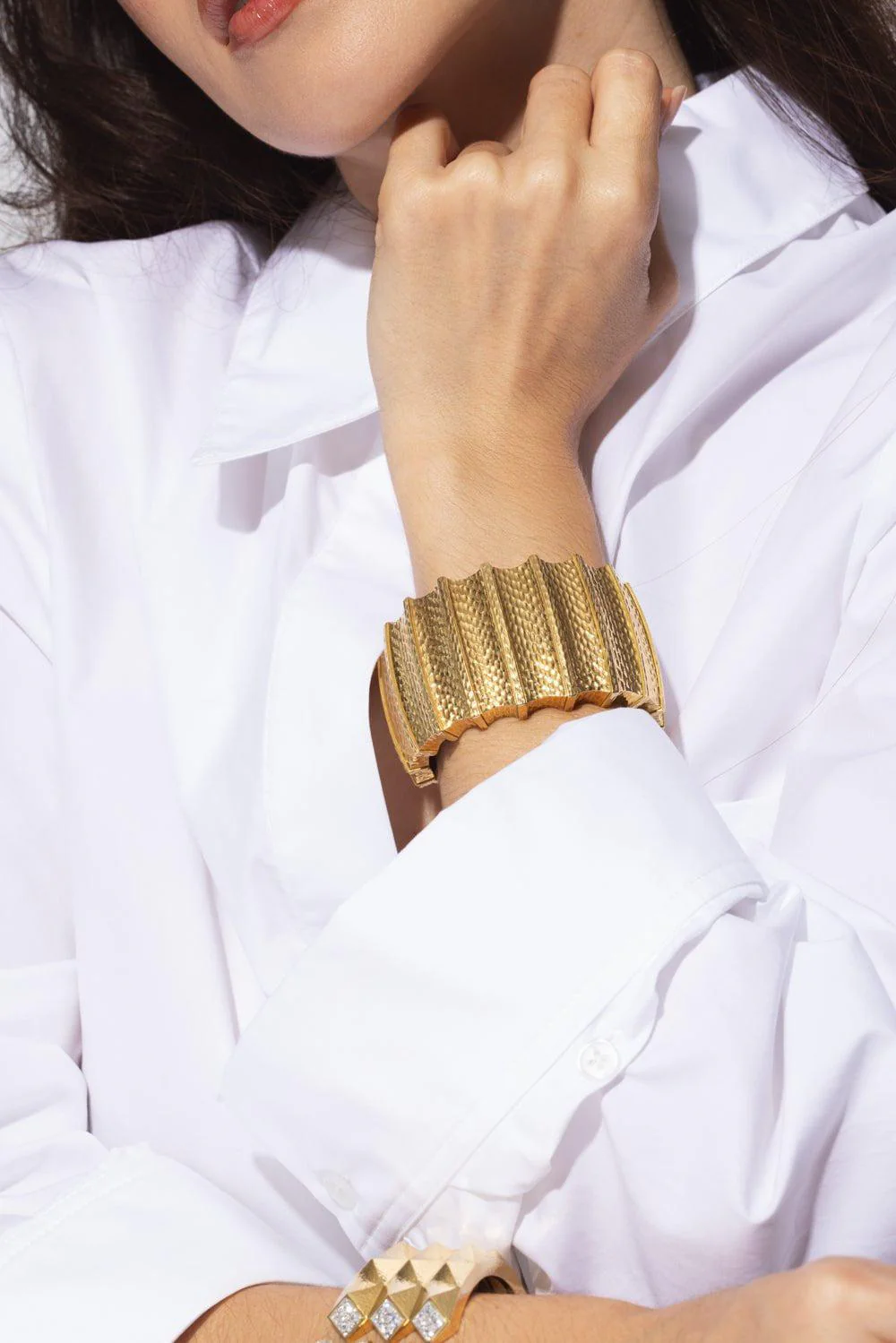 Hammered Furrow Cuff Bracelet - Image 4